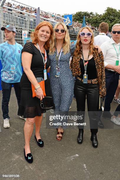 Sarah Ferguson, Duchess of York, Sienna Miller and Josephine de La Baume attend the ABB FIA Formula E CBMM Niobium Rome E-Prix 2018 on April 14, 2018...