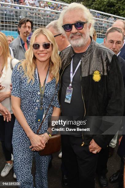 Sienna Miller and Flavio Briatore attend the ABB FIA Formula E CBMM Niobium Rome E-Prix 2018 on April 14, 2018 in Rome, .