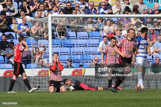 Aiden McGeady of Sunderland reacts after missing a chance during the Sky Bet Championship match between Reading and Sunderland at Madejski Stadium on...