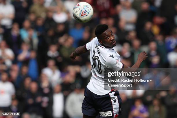 Bolton Wanderers' Sammy Ameobi during the Sky Bet Championship match between Barnsley and Bolton Wanderers at Oakwell Stadium on April 14, 2018 in...