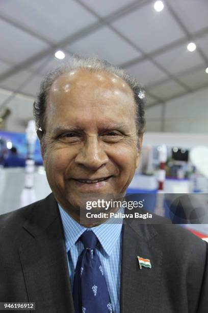 Colonel H S Shankar poses at DEFEXPO 2018 on April 12, 2018 in Chennai, India. Colonel H S Shankar has a lineage from defence public sector...