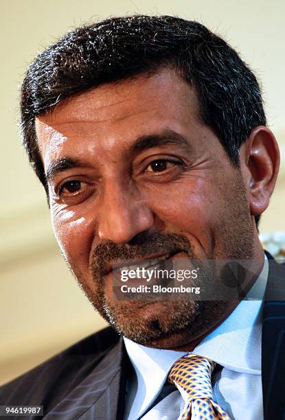 Dubai Civil Aviation Authority President Sheikh Ahmed Bin Saeed Al Maktoum speaks during an interview in the Hotel Bristol in Paris, France, Tuesday,...