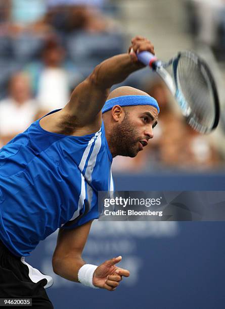 American tennis player James Blake won his match against Michael Russell, also American, today, 7-6, , 6-3, 7-6 during the U.S. Open in New York, on...