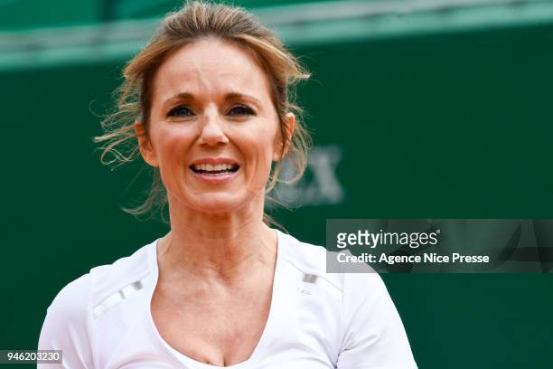 Gerri Halliwell member of the former Spice Girls during the Masters 1000 Monte Carlo, Day 1, at Monte Carlo on April 14, 2018 in Monaco, Monaco.