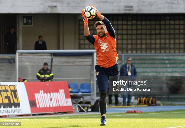 Salvatore Sirigu goalkeeper of Torino FC players during warms up before the serie A match between AC Chievo Verona and Torino FC at Stadio...