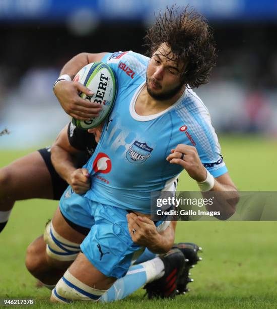 Lood de Jager of the Vodacom Blue Bulls during the Super Rugby match between Cell C Sharks and Vodacom Bulls at Jonsson Kings Park Stadium on April...