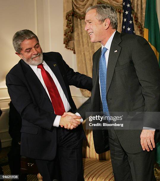 George Inacio President Bush Meets With Brazilian President Lula Stock-Fotos und ...