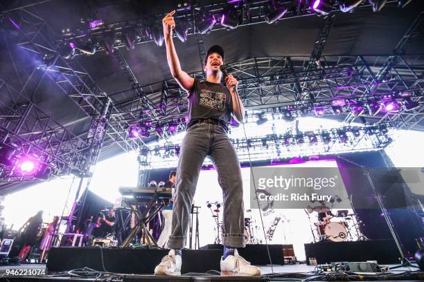 Jack Antonoff of Bleachers performs onstage during the 2018 Coachella Valley Music And Arts Festival at the Empire Polo Field on April 13, 2018 in...
