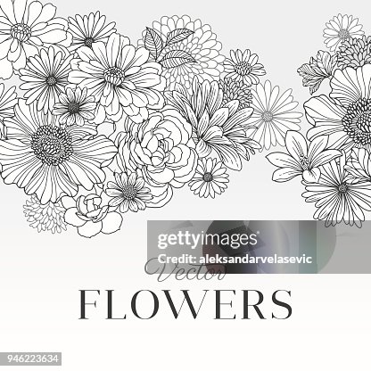 22 531点の花 モノクロイラスト素材 Getty Images