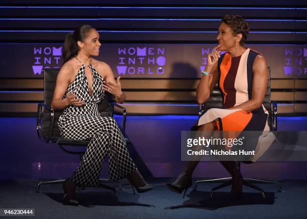 Author and American Ballet Theater Principal Dancer Misty Copeland and Good Morning America Co-Anchor Robin Roberts speak onstage at the 2018 Women...