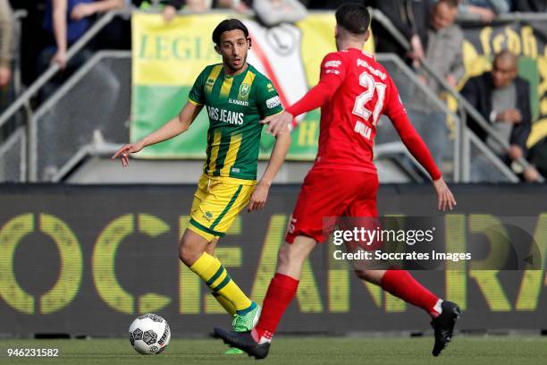 Nasser El Khayati of ADO Den Haag, Danny Holla of FC Twente during the Dutch Eredivisie match between ADO Den Haag v Fc Twente at the Cars Jeans...