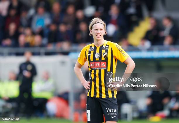 Gustav Berggren of BK Hacken during the Allsvenskan match between BK Hacken and Dalkurd FF at Bravida Arena on April 14, 2018 in Gothenburg, Sweden.