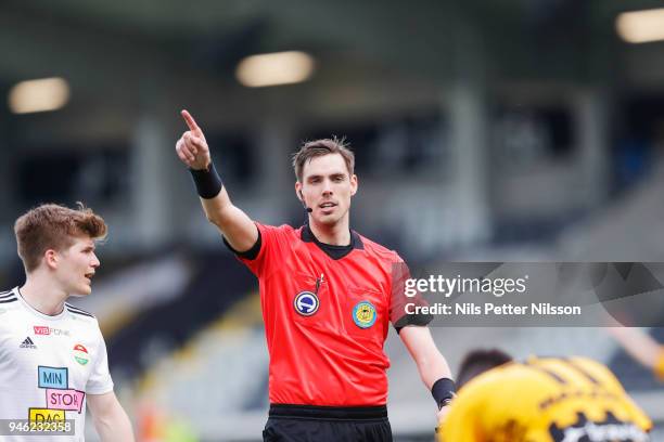 Magnus Lindgren, referee during the Allsvenskan match between BK Hacken and Dalkurd FF at Bravida Arena on April 14, 2018 in Gothenburg, Sweden.