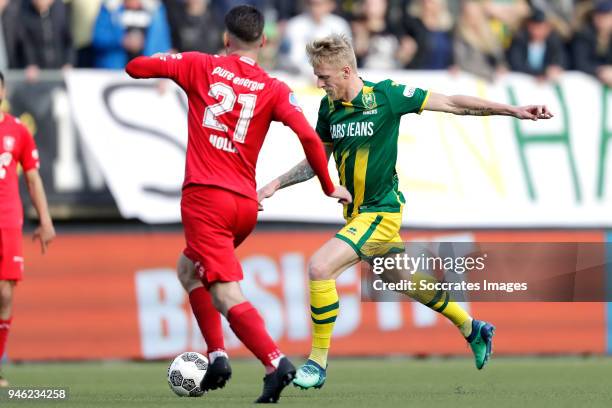 Danny Holla of FC Twente, Lex Immers of ADO Den Haag during the Dutch Eredivisie match between ADO Den Haag v Fc Twente at the Cars Jeans Stadium on...
