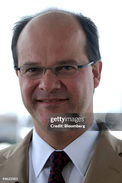 Embraer Chief Executive Officer Frederico Curado pauses during an interview at the 47th International Paris Air Show in Le Bourget, France, on...
