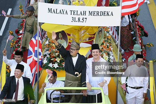 Parade float reenacts the country's Aug. 31, 1957 declaration of independence from Britain, in Merdeka Square in Kuala Lumpur, Malaysia, on Friday,...