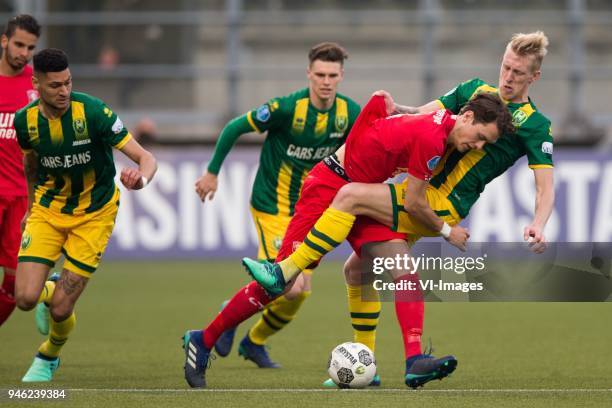 Adam Maher of FC Twente, Bjorn Johnsen of ADO Den Haag, Danny Bakker of ADO Den Haag, Thomas Lam of FC Twente, Lex Immers of ADO Den Haag during the...