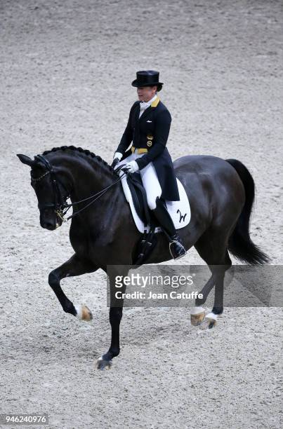 Winner Isabell Werth of Germany riding Weihegold OLD competes in the FEI World Cup Dressage Final during the FEI World Cup Paris Finals 2018 at...