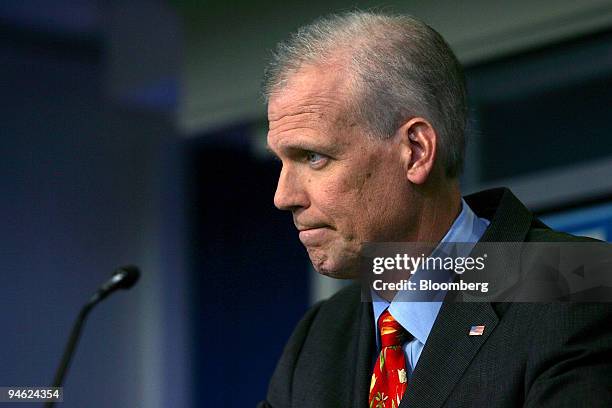 White House Press Secretary Tony Snow listens to a reporter's question during the daily press briefing at the White House, in Washington, D.C. On...