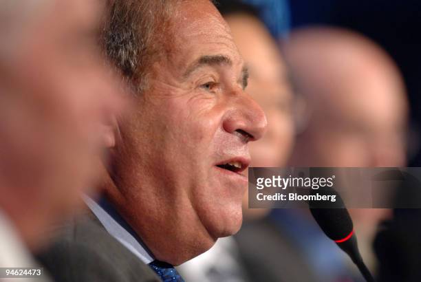 Leon Brittan, vice chairman of UBS Ltd., speaks during a session of the 2006 World Knowledge Forum in Seoul, South Korea, on Wednesday, October 18,...