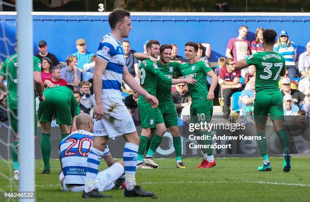 Preston North End's Alan Browne celebrates scoring his side's second goal during the Sky Bet Championship match between Queens Park Rangers and...