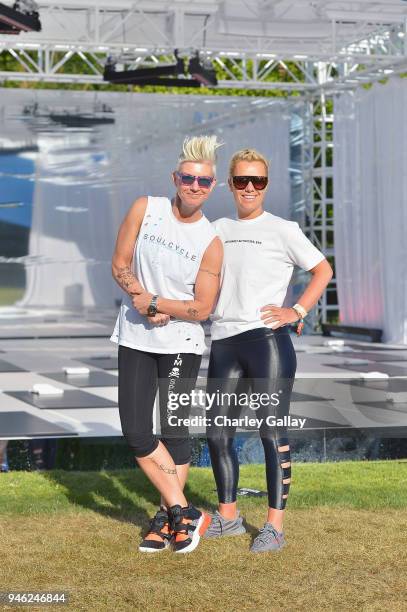 Platinum Collective Member Stacey Griffith and Janey Whiteside at the American Express Platinum House at Parker Palm Springs on April 14, 2018 in...