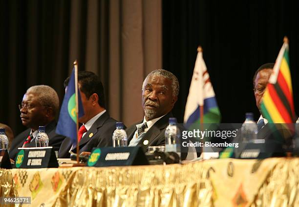 President of South Africa Thabo Mbeki pauses at the Southern African Development Community, Conference in Maseru, Lesotho, Thursday, August 17, 2006....