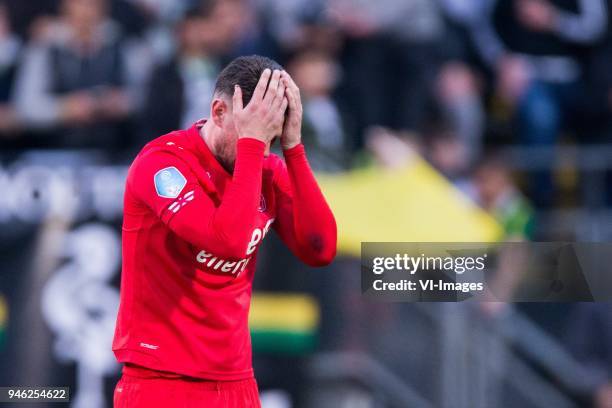 Danny Holla of FC Twente during the Dutch Eredivisie match between ADO Den Haag and FC Twente Enschede at Cars Jeans stadium on April 14, 2018 in The...