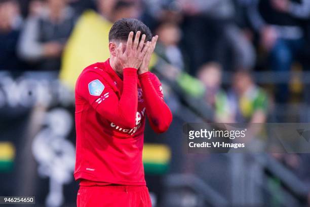 Danny Holla of FC Twente during the Dutch Eredivisie match between ADO Den Haag and FC Twente Enschede at Cars Jeans stadium on April 14, 2018 in The...