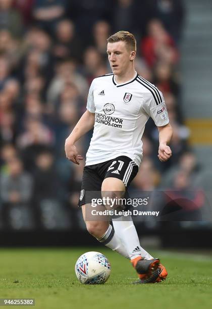 Matt Targett of Fulham during the Sky Bet Championship match between Fulham and Brentford at Craven Cottage on April 14, 2018 in London, England.