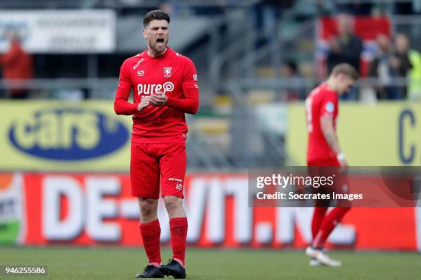 Danny Holla of FC Twente during the Dutch Eredivisie match between ADO Den Haag v Fc Twente at the Cars Jeans Stadium on April 14, 2018 in Den Haag...