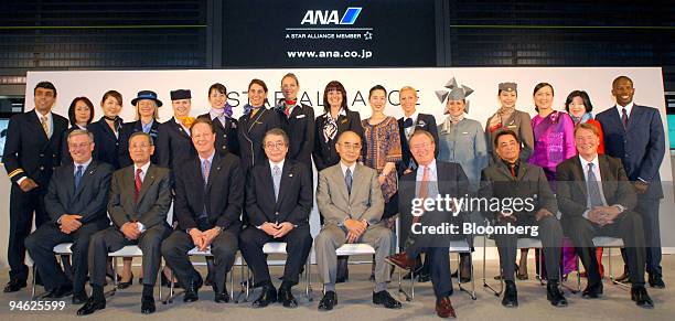 Star Alliance members, first row, from left to right: Air Canada President and Chief Executive Officer Montie Brewer, Asiana President and Co-Rep...