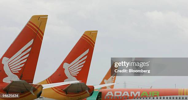 Adam Air planes parked at the Soekarno-Hatta International Airport in Cengkareng, Jakarta, Indonesia, Tuesday, January 2, 2007. Indonesian...