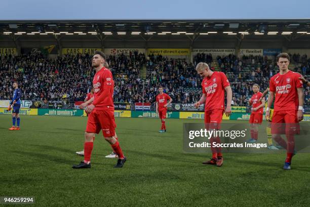 Danny Holla of FC Twente, Richard Jensen of FC Twente, Thomas Lam of FC Twente during the Dutch Eredivisie match between ADO Den Haag v Fc Twente at...