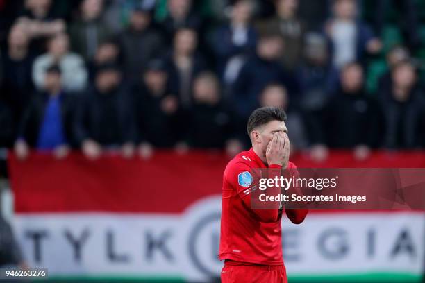 Danny Holla of FC Twente during the Dutch Eredivisie match between ADO Den Haag v Fc Twente at the Cars Jeans Stadium on April 14, 2018 in Den Haag...