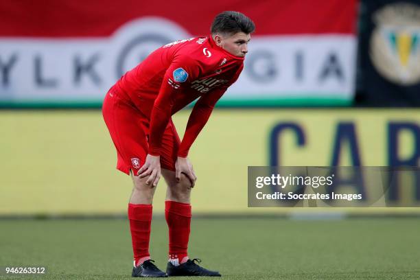 Danny Holla of FC Twente during the Dutch Eredivisie match between ADO Den Haag v Fc Twente at the Cars Jeans Stadium on April 14, 2018 in Den Haag...