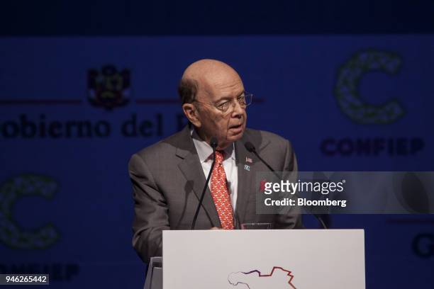 Wilbur Ross, U.S. Commerce secretary, speaks during the CEO Summit of the Americas in Lima, Peru, on Friday, April 13, 2018. The conference brings...