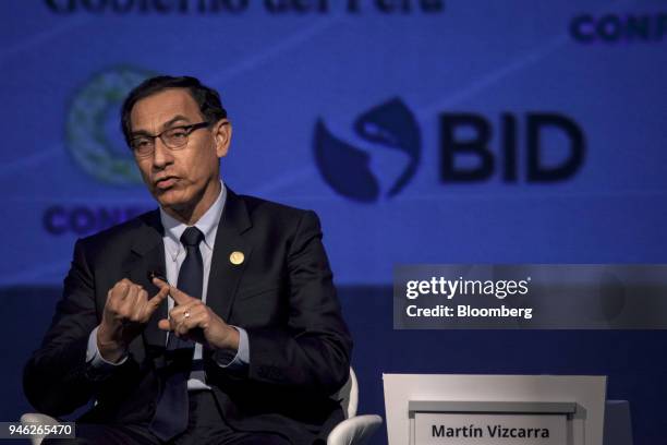 Martin Vizcarra, Peru's president, speaks during the CEO Summit of the Americas in Lima, Peru, on Friday, April 13, 2018. The conference brings...