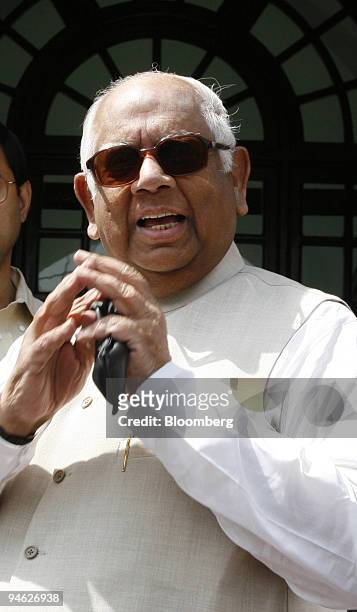 Somnath Chatterjee, the speaker of the Lok Sabha, or India's lower house, poses for a picture as he arrives for the second phase of the budget...