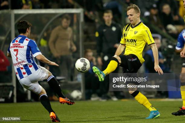 Marco Rojas of SC Heerenveen, Lennart Thy of VVV Venlo during the Dutch Eredivisie match between VVVvVenlo - SC Heerenveen at the Seacon Stadium - De...