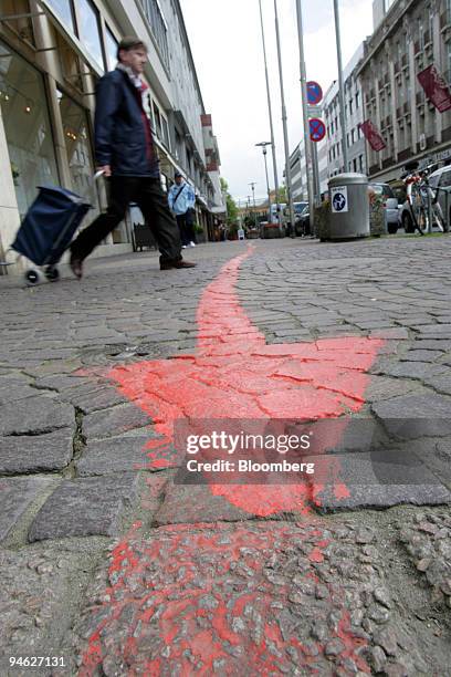 The Red Line, or Rote Faden, is seen in Hanover, Germany, Wednesday, May 30, 2006.