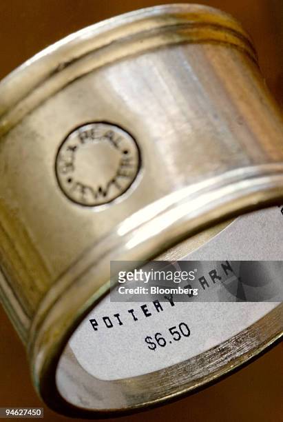 Pottery Barn napkin ring is arranged for an photograph in Cambridge, Massachusetts, Wednesday, Aug. 29, 2007. Williams-Sonoma Inc., the biggest U.S....