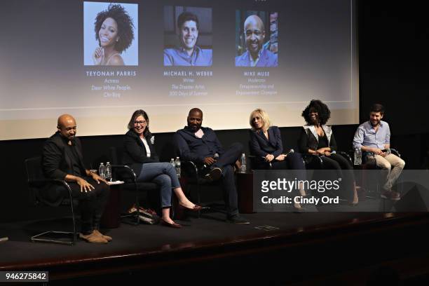 Moderator Mike Muse, producer Donna Gigliotti, writer/ director Malcolm Lee, actress Judith Light, actress Teyonah Parris and writer Michael H. Weber...
