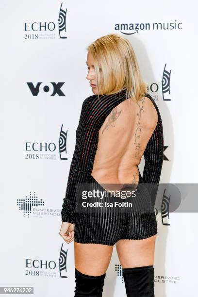 German singer Michelle arrives for the Echo Award at Messe Berlin on April 12, 2018 in Berlin, Germany.