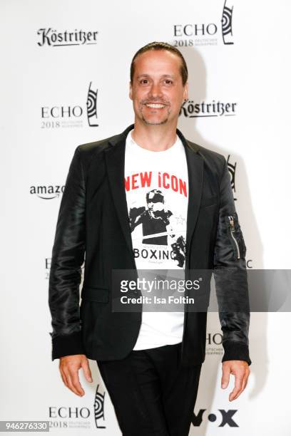 Composer Alex Christensen arrives for the Echo Award at Messe Berlin on April 12, 2018 in Berlin, Germany.