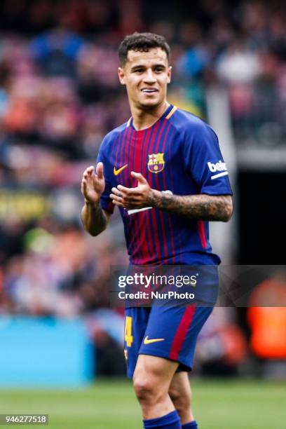 Phillip Couthino from Brasil of FC Barcelona during the La Liga match between FC Barcelona v CF Valencia at Camp Nou Stadium on 14 of April of 2018...