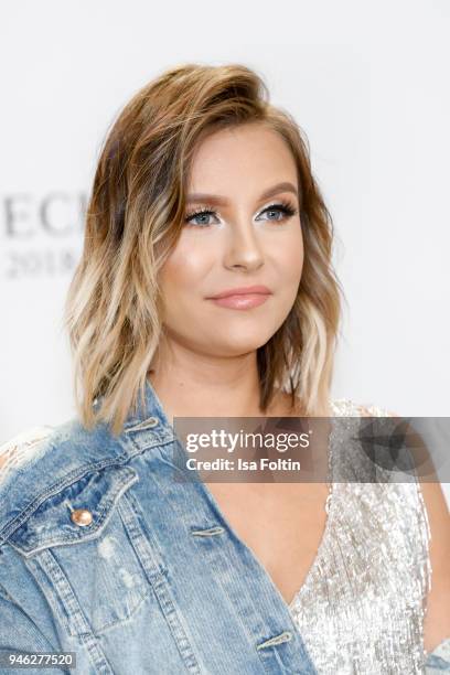 Influencer Dagi Bee arrives for the Echo Award at Messe Berlin on April 12, 2018 in Berlin, Germany.