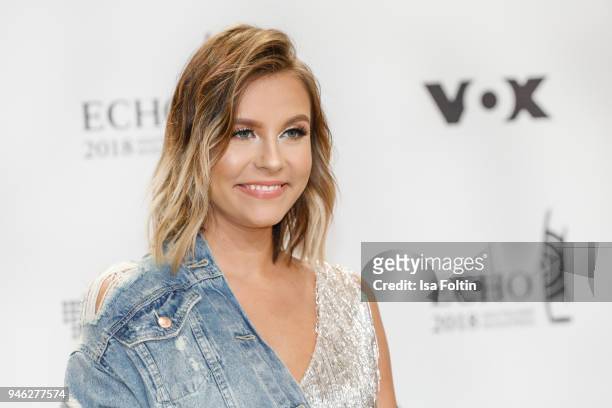 Influencer Dagi Bee arrives for the Echo Award at Messe Berlin on April 12, 2018 in Berlin, Germany.