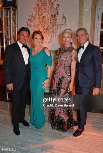 Giorgio Veroni, Sarah Ferguson, Duchess of York, Tamara Beckwith and Carlos Souza attend the ABB FIA Formula E Gala Dinner hosted by Bulgari at Villa...