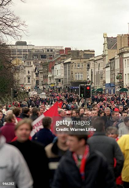 Fans outside the Millennium Stadium before the Worthington Cup Final match between Liverpool and Birmingham City played at the Millennium Stadium, in...